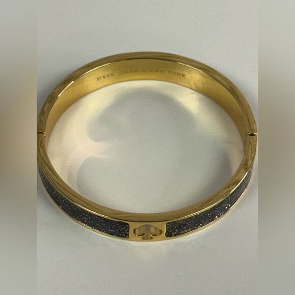 Kate Spade Glitter Hole Punch Gold Hinge Bracelet - Picture 6 of 7